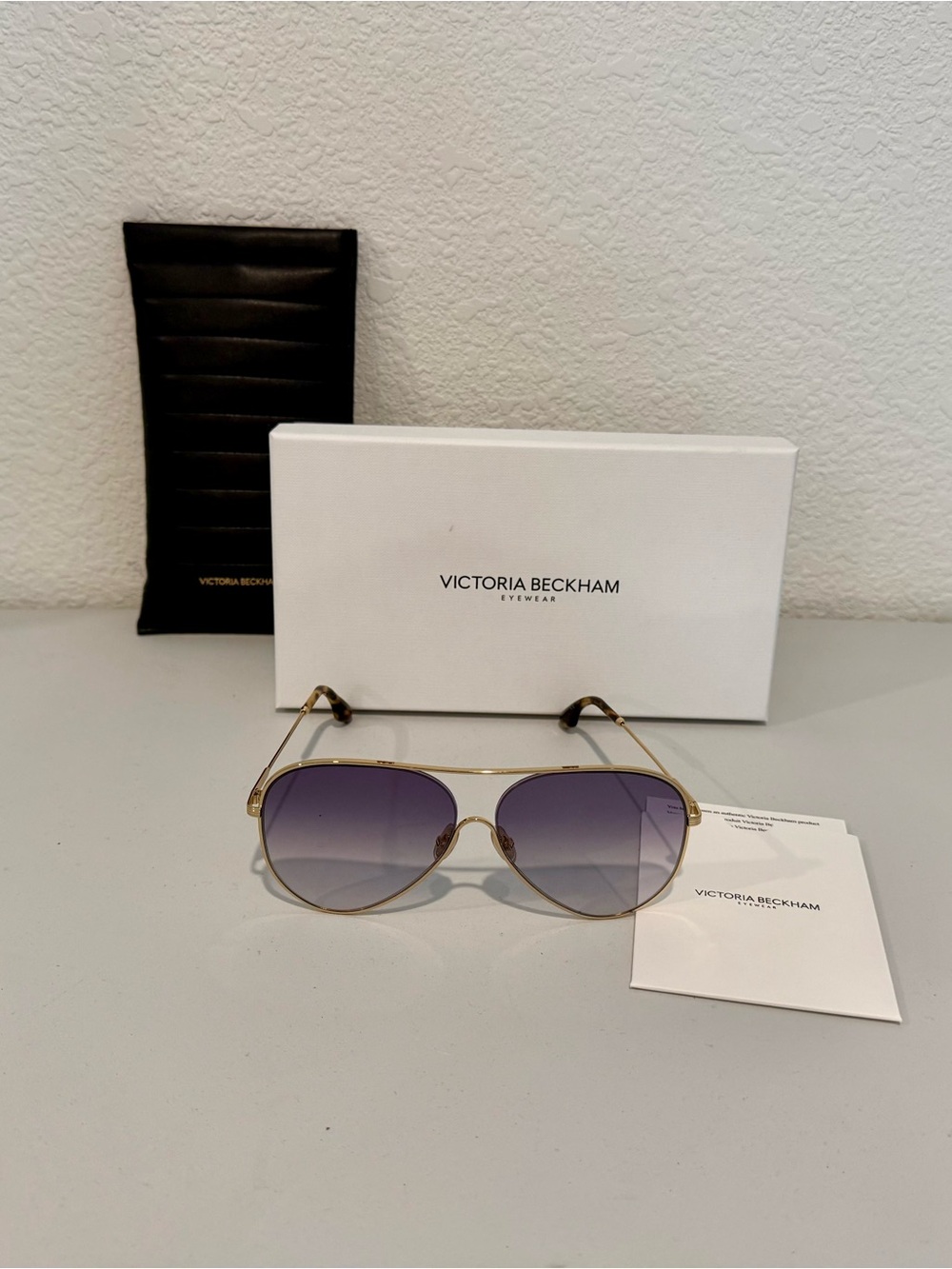 Victoria Beckham Gold Frame Sunglasses with Purple Gradient Lenses
